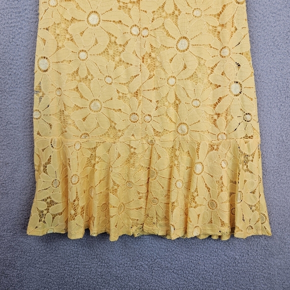Connected Apparel Coming Up Daisy Yellow Perfect Summer Dress Sz 12 Lace Overlay - Picture 11 of 11